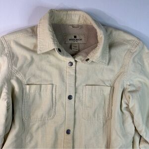 Vintage Woolrich Shacket Women's Large Cream Corduroy Sherpa Lined Jacket Shirt